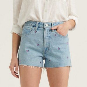 Lucky Brand Lucky Pins Jean Shorts Size 6 Floral Embroidered High Rise Bohemian